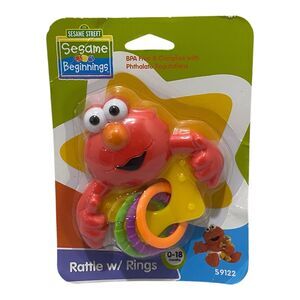 Sesame Street Beginnings Elmo Rattle Toy With Rings BPA Free 0-18 Months 2018